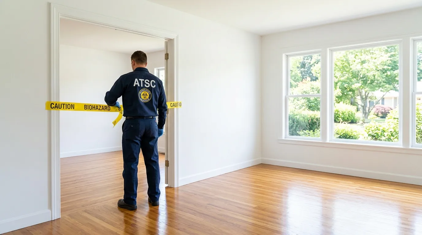 Certified biohazard cleanup crew performing Decomposition Cleanup in Las Flores